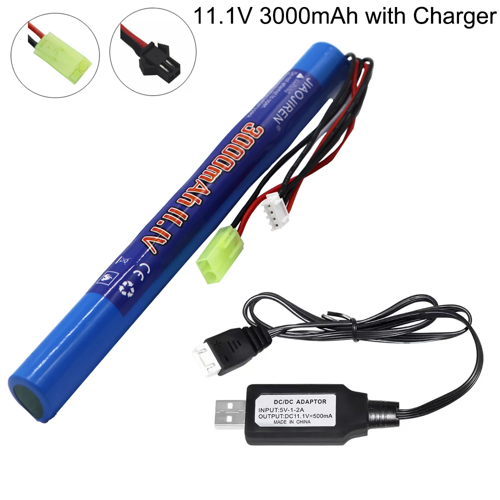 11.1V 3000MAH 18650 Lipo Battery with Charger for AKKU Mini Airsoft Gun RC model toys accessories 3S 11.1V li-ion Battery