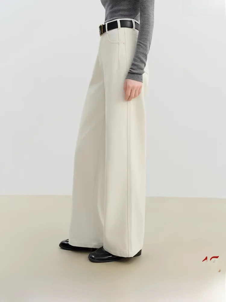 

Джинсы прямого кроя для похудения, широкие джинсы с застежкой-молнией на талии, однотонные, повседневные, из смесового хлопка и полиэстера, для зимы