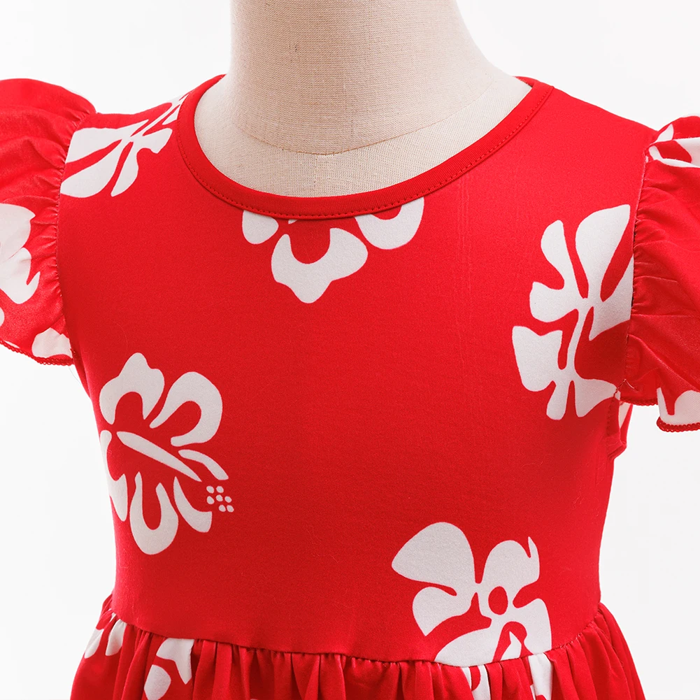 Girls sea  sunDress Hawaiian Dress Red Leaf Hawaiian Party Dress for Girls Halloween Christmas Cosplay Costumes Birthday gift