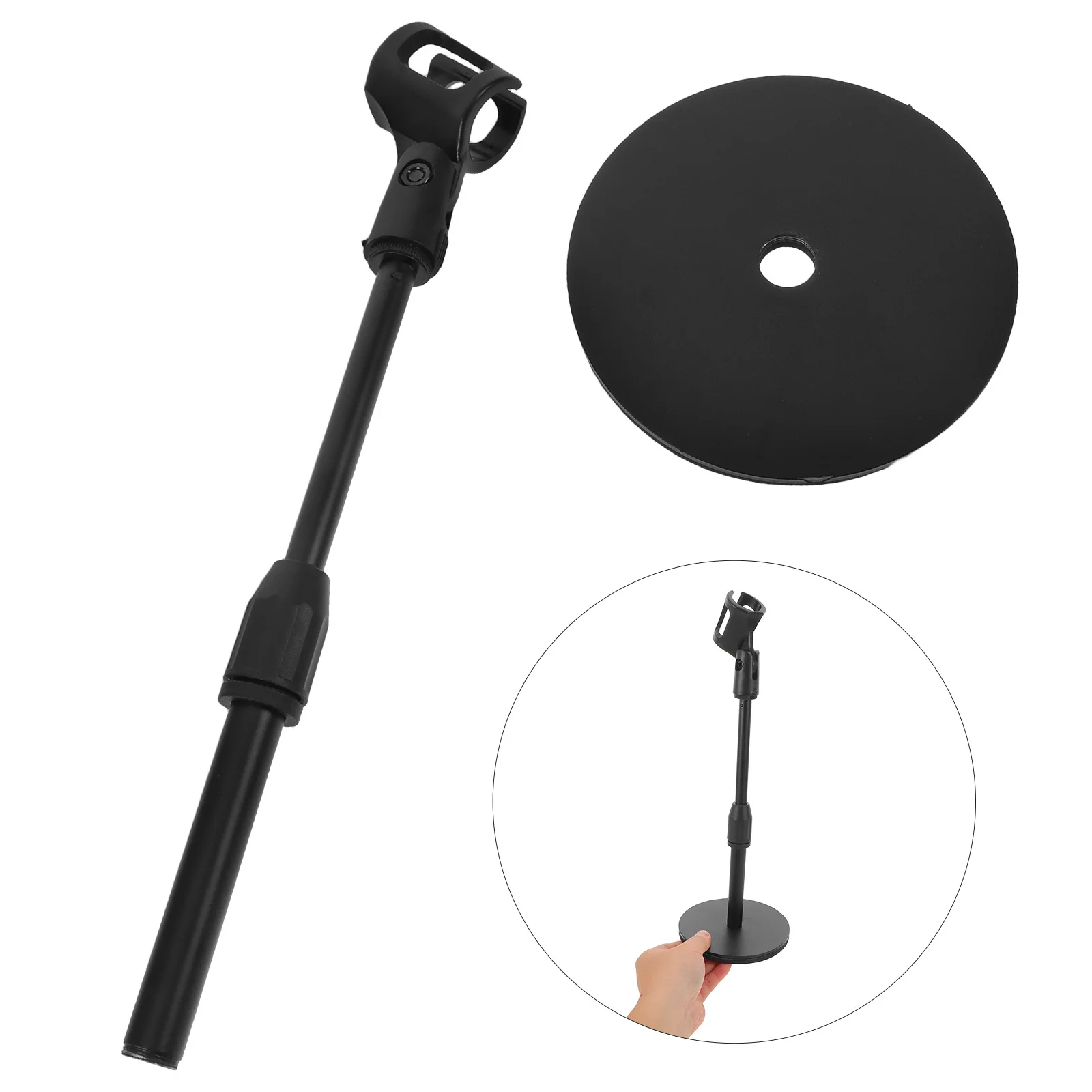 

1Set Desktop Microphone Stand Metal Round Base Adjustable Mic Holder Stable Table Mic Mount Podcast Live Broadcast Singing