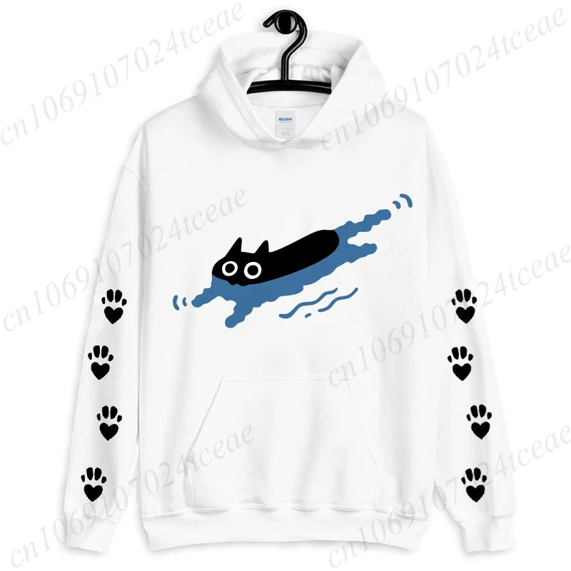 

Swimming Cat Cartoon Hooded Jacket for Women Fashion Casual Sweatshirts Cartoon Hoodies Sweatshirts Harajuku Streetwear Tops