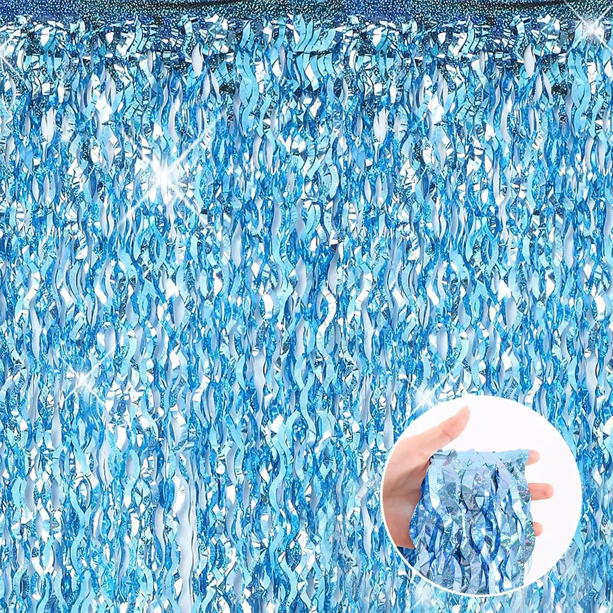 1x2m Wellenmuster Folienvorhang Dekor Ballon Regen Lametta Fransen Streamer Hintergrund für Geburtstagsfeier Hochzeitsdekoration – Detail 6