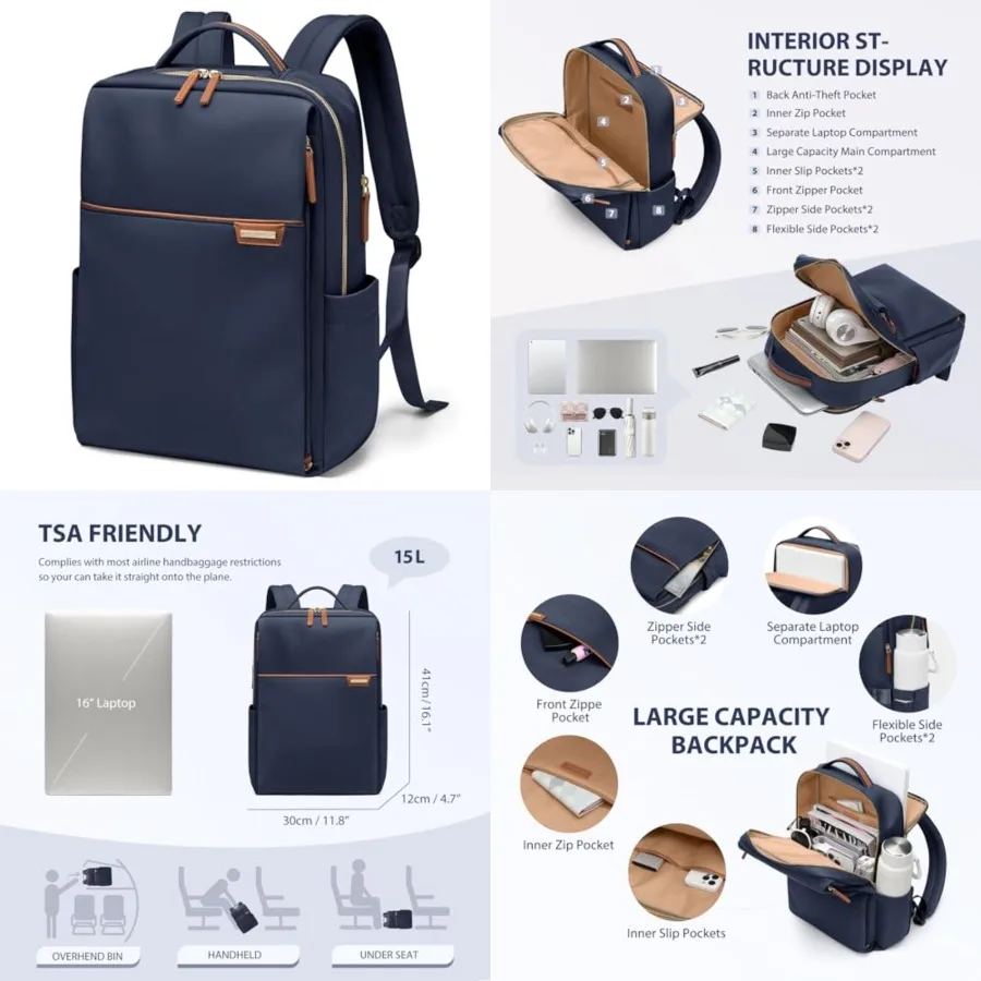 

Laptop Backpack for Women, Work Busess Traval Computer Backpacks with Laptop Compartment Waterproof Casual Daypack for Travel C