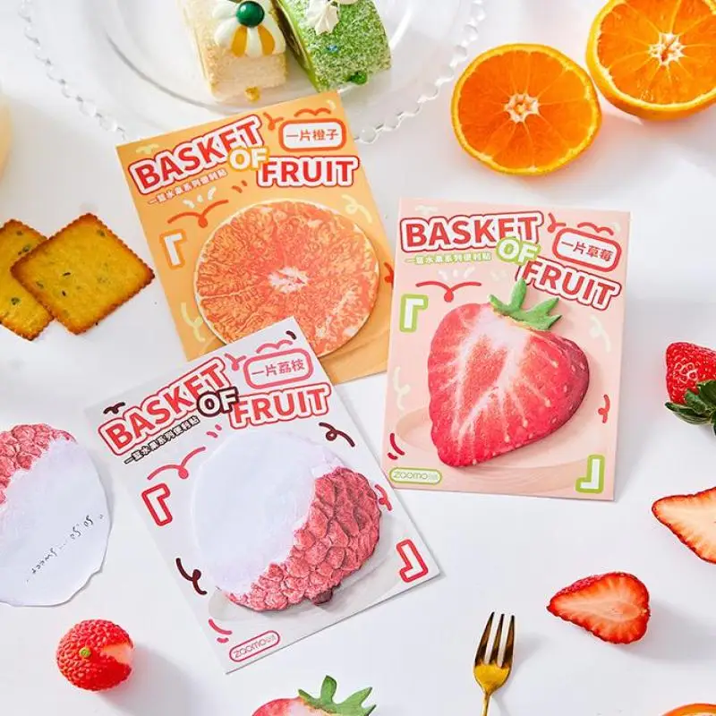 30 Pcs Cute Creative Food Material Sticky Notes Simulate Vegetable Fruits Mini Notes Message Notepad Diy Elf-Stick Memo Pads