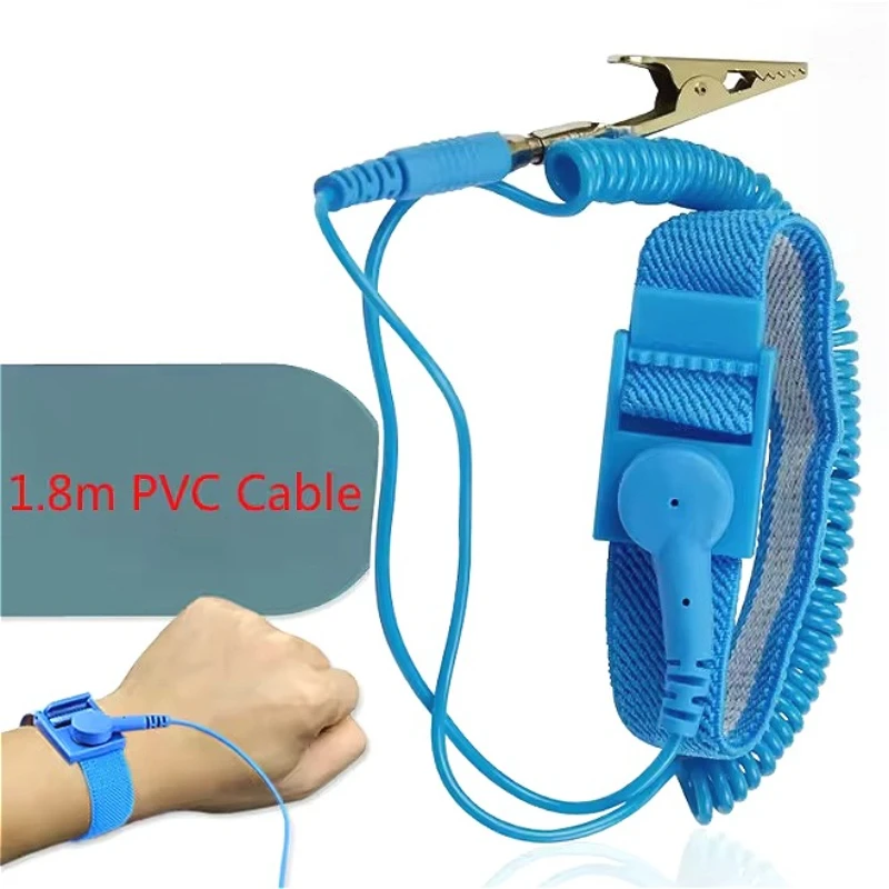 

Adjustable Anti Static Bracelet Electrostatic ESD Discharge Cable Reusable Wrist Band Strap Hand With Grounding Wire