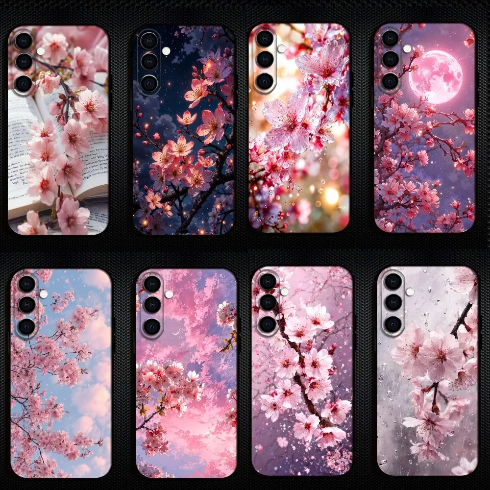 

Beauty peach blossom Phone Case For Samsung Galaxy A73/A72/A71/A70/A53/A52/A51/Others Soft Black Shell