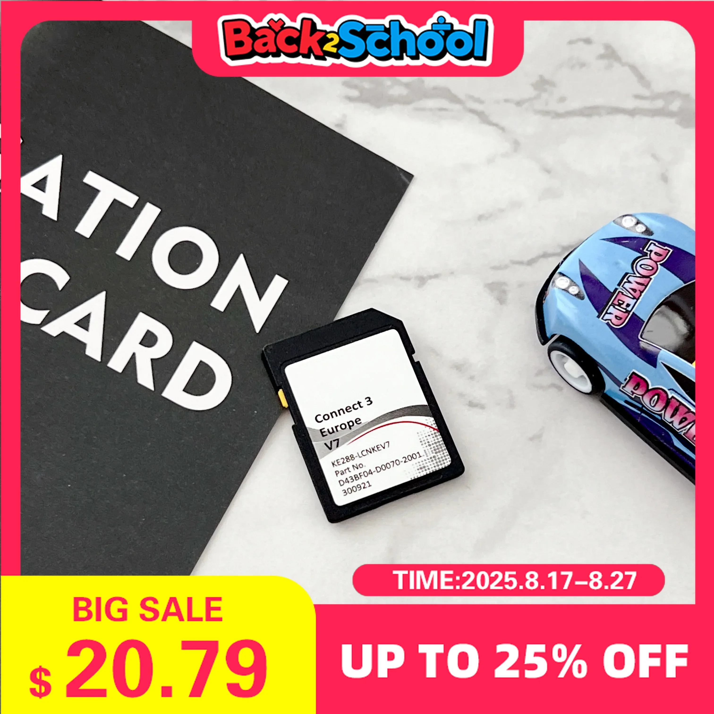 

C3V7 16GB Connect3 KE288 LCNKEV7 Sat NAV for Nissan PULSAR 2015 Map GPS SD Card Cover Europe Poland France