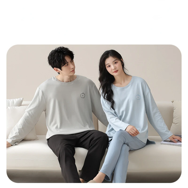 Sleepwear Couple Suits Autumn Thin New Bustier Home Simple Cozy Leisurely Slim Loose Fit Casual Breathable High Quality Cool