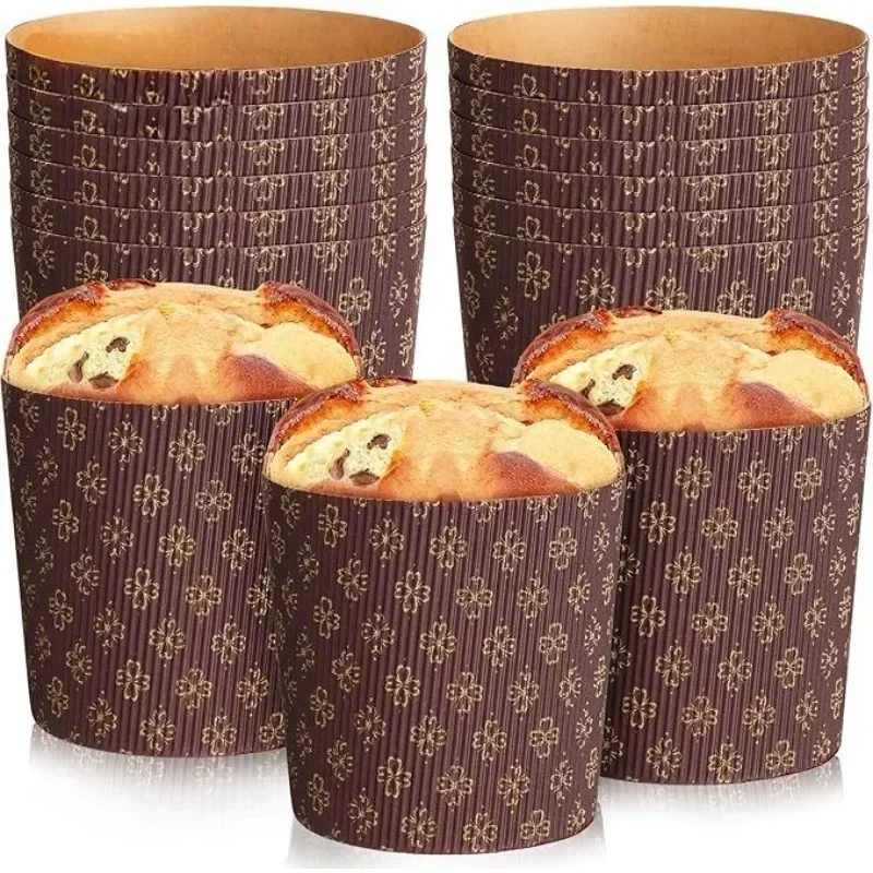 

Panettone Paper Tray Mold Steam Oven Bread Cake Carton Packaging Italian High Temperature Resistant Paper Cup Christmas