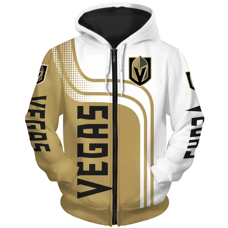 Vegas-Hoodies de manga comprida masculino, fecho 3D Golden Knights, tinta Splash, metal grafite, impressão de capacete, moletom,