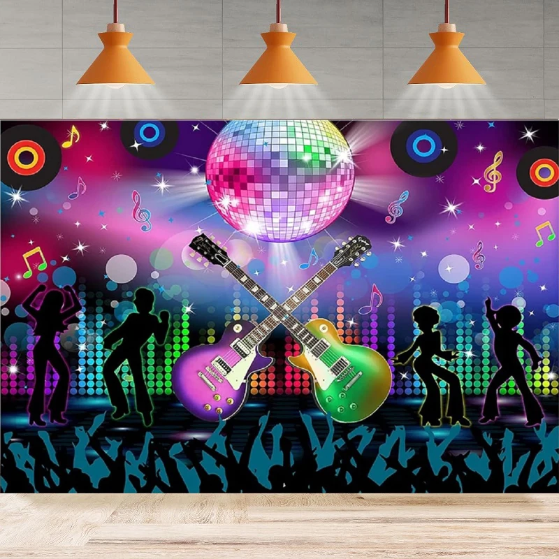 Karaoke Party Decor Rock And Roll Photography Backdrop Hip Pop Back To 70s 80s 90s Disco Birthday Background Party Backdrop Wall