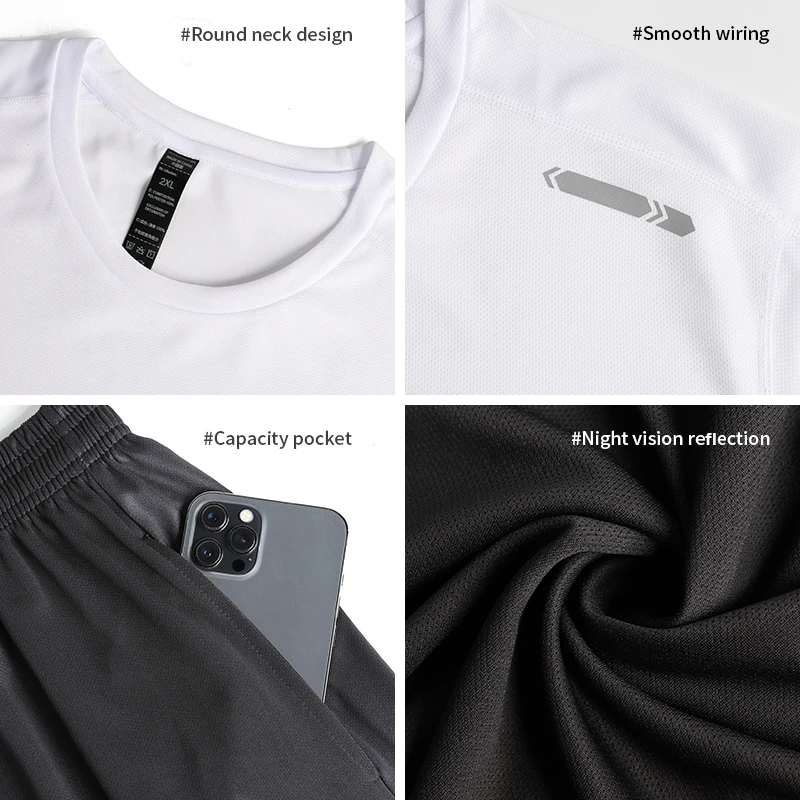 Sportswear Men's 2024 Spring and Summer Quick-dry Short Sleeve T-Shirt Shorts Fitness Set Breathable Casual Running Wear image 5