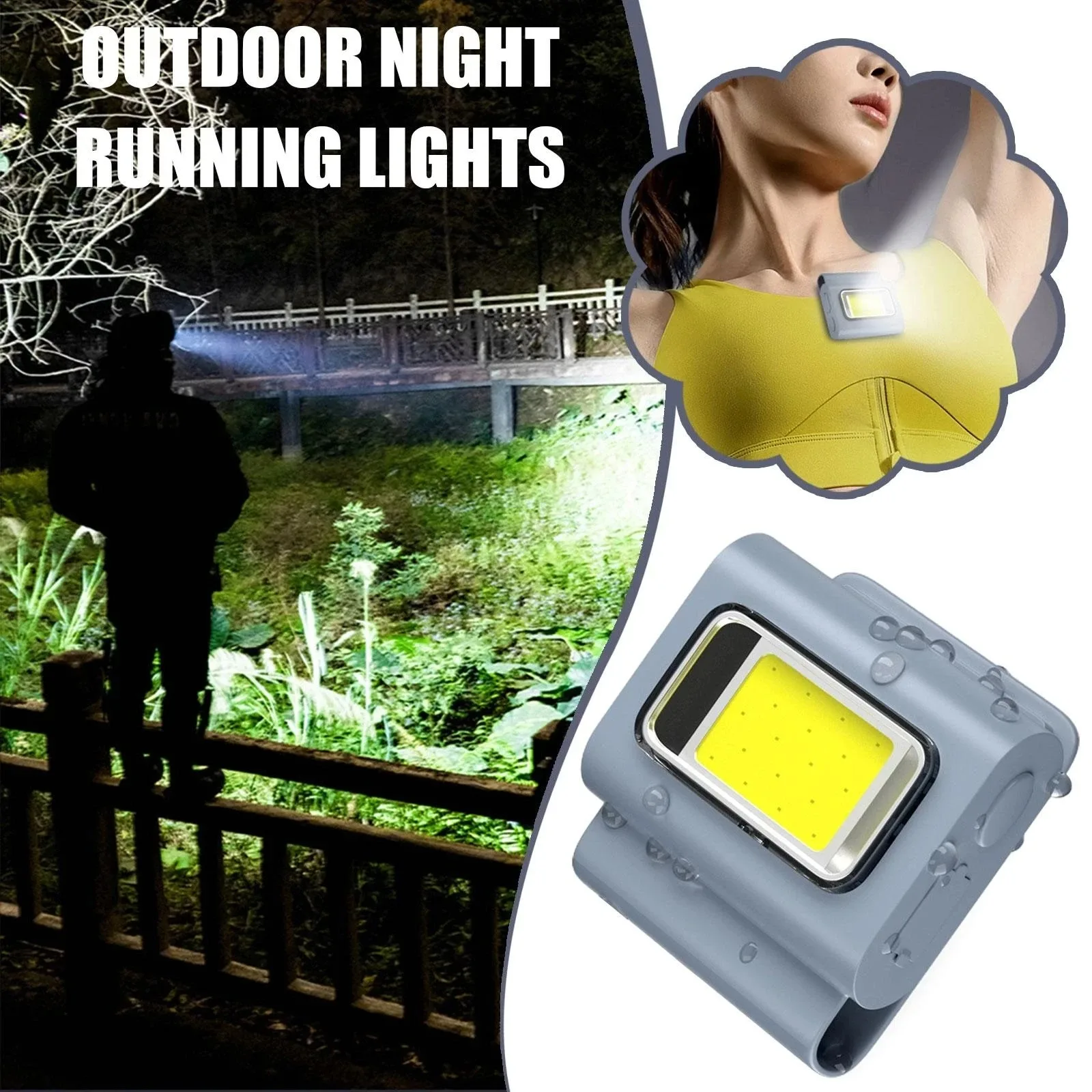 New LED Running Light Outdoor Backpack Safety Silicone Clip Mode Walking Lamp for Night Portable Magnetic Emergency Light