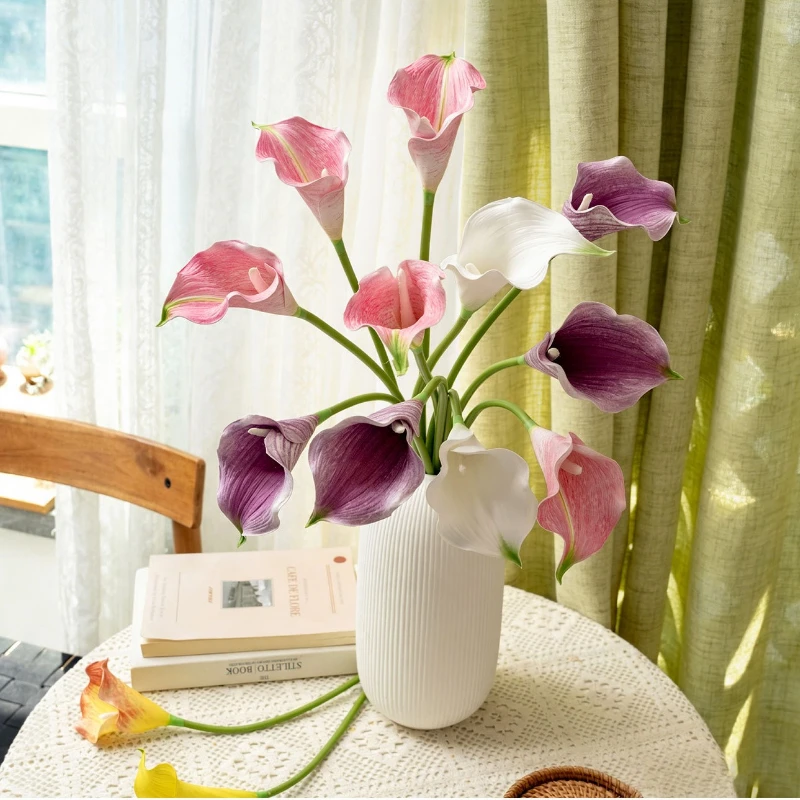10 Stück Künstliche EVA-Kallablumen für Heimdekoration, Künstliche Calla-Brautsträuße, Hochzeitsdekoration, Party-Tisch-Blumengesteck – Detail 1