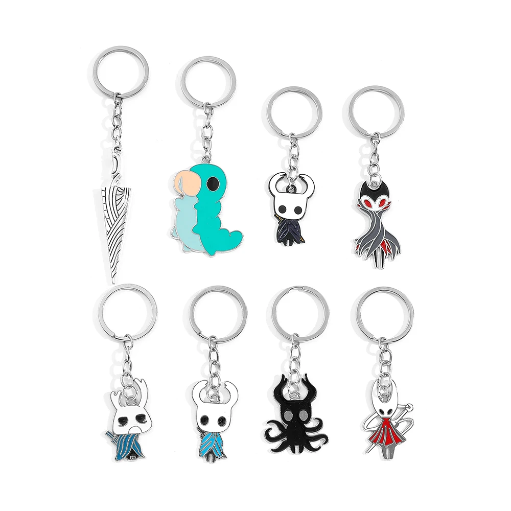 Hollow Knight Spiel-Schlüsselanhänger Metall-Schlüsselring Niedlicher Metall-Emaille-Anhänger Cartoon-Schlüsselanhänger Souvenir-Geschenk