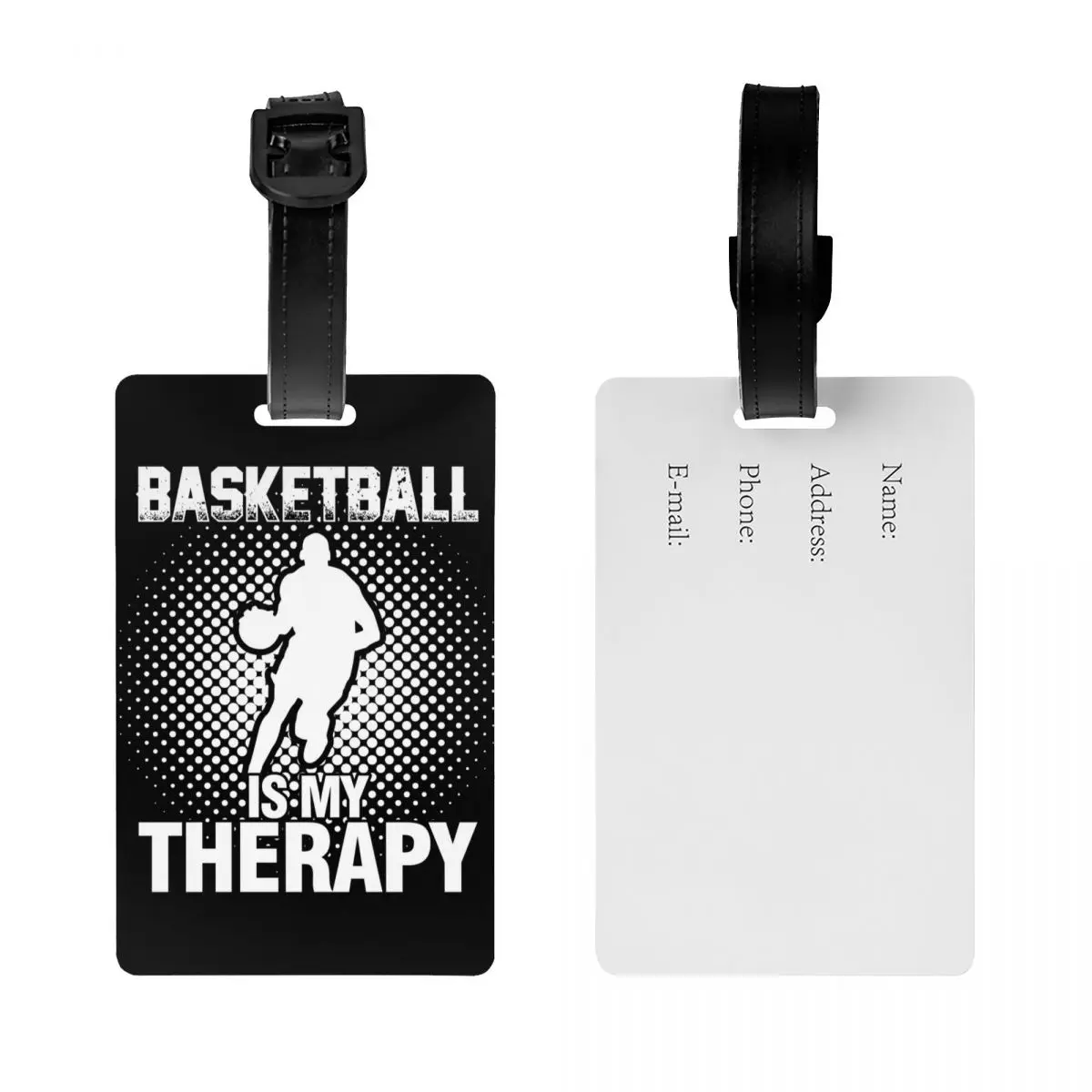 Custom Basketball Is My Therapy Luggage Tags for Suitcases Fashion Sports Lover Baggage Tags Privacy Cover ID Label