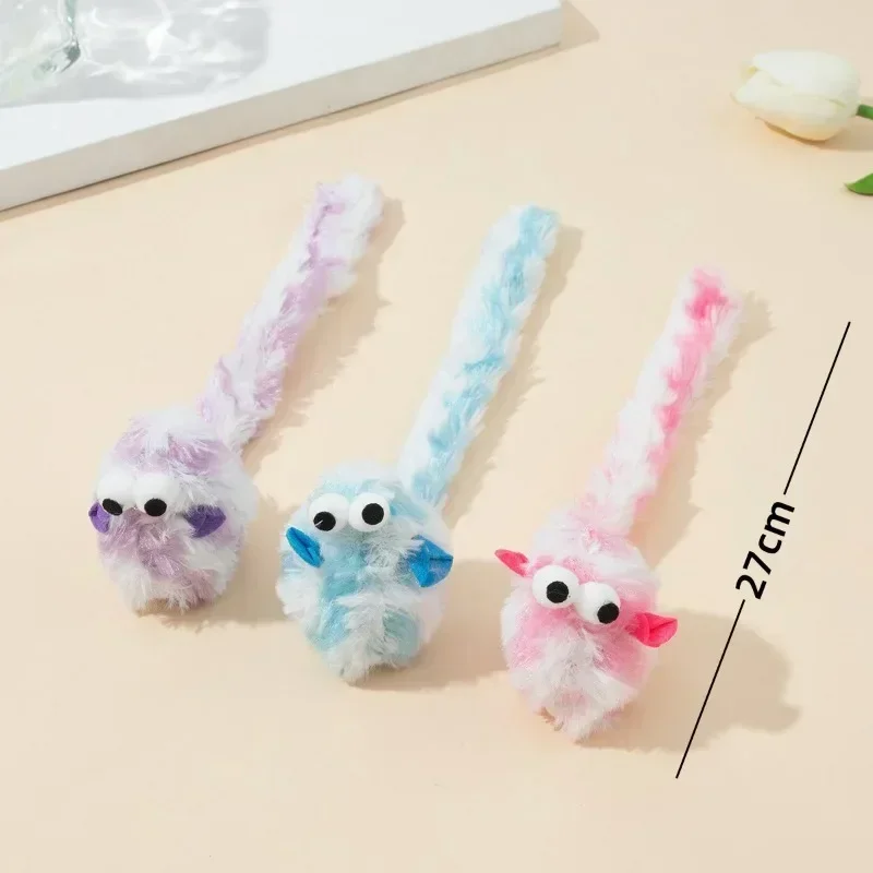 Cat Toys Funny Cat Stick Bouncy Rod Bell Bait Pet Toy Plush Longtail Mouse Stripe Funny Cat Stick Pet Supplies Kitten Accessory