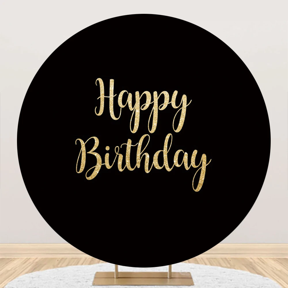 White Round Backdrop Cover Adult Birthday Black Pink Circle Photography Background for Baby Shower Party Wedding Portrait Decor