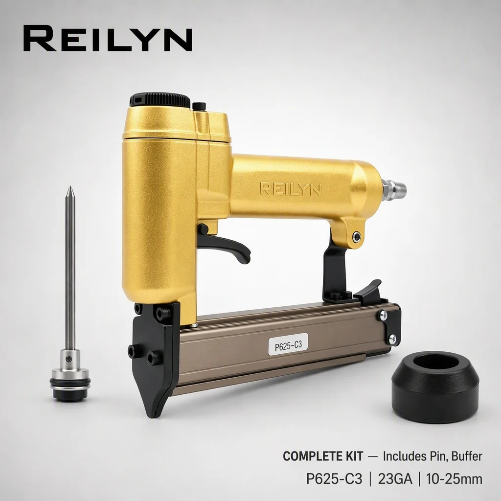 Reilyn 23Ga Brad Stapler P625-C3 Air Framing Nailer Ergonomic and Lightweight for Furniture Fence Carpenter Pneumatic Nail Tool