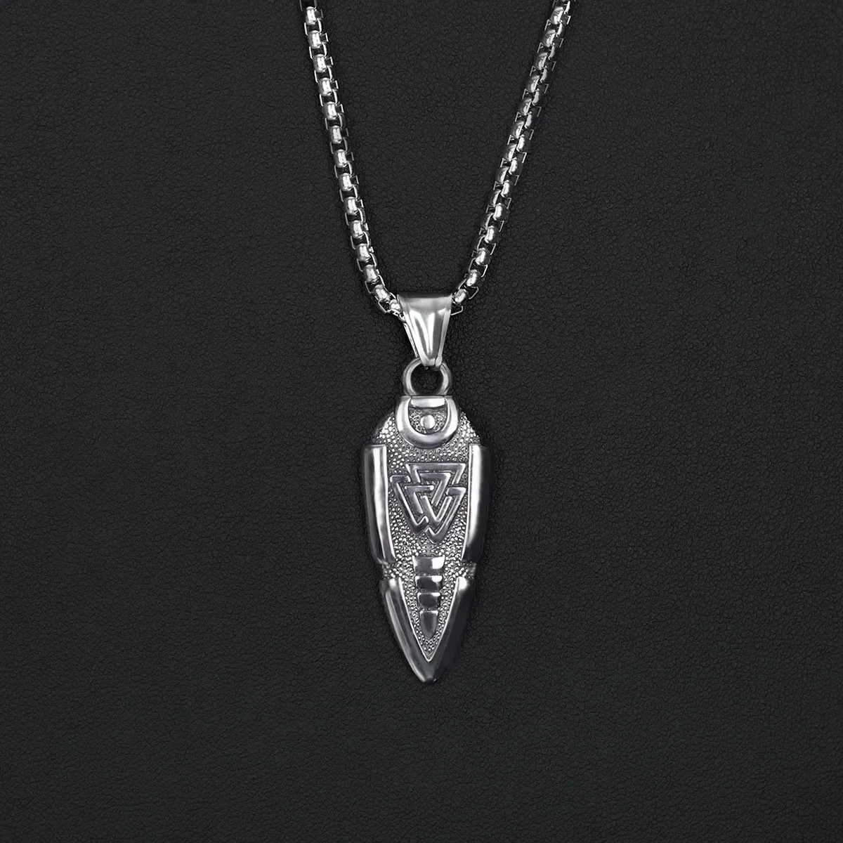 Viking Spearhead Pendant Necklace for Men 316L Stainless Steel Norse Odin Arrowhead  Aegishjalmur