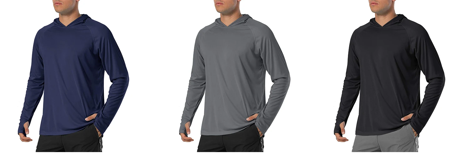 TACVASEN Sun Protection T-Shirts Mens Long Sleeve Hoodie Casual UV-Proof T-Shirts Breathable Lightweight Quick Dry T-Shirts Male