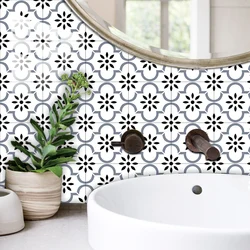 10pcs Tiles Floor Sticker Home Decoration Kitchen Backsplash Waterproof Bathroom Cupboard Wall Decor Peel & Stick PVC Wallpaper