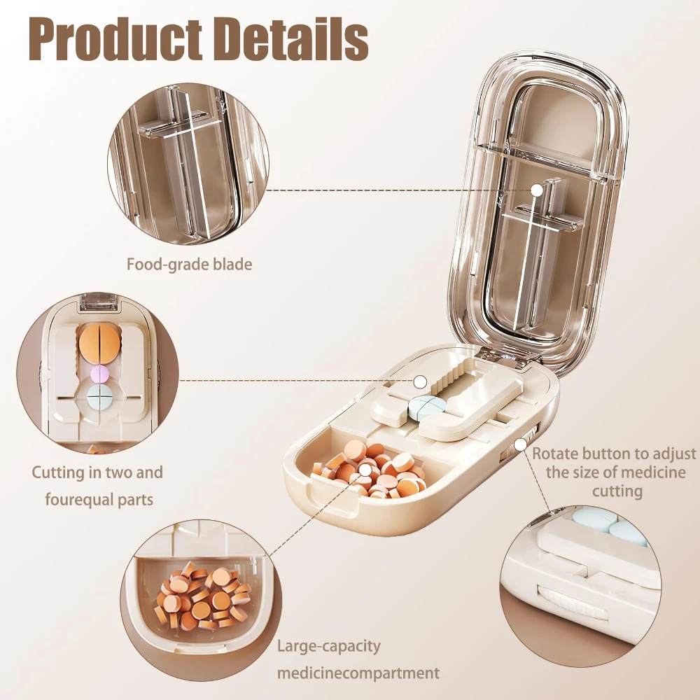 New Portable Drug Tablet Medicine Dustproof Divider Organizer Crusher 1/2 1/3 1/4Pill Cutter Organizer Crusher Pill Cutter