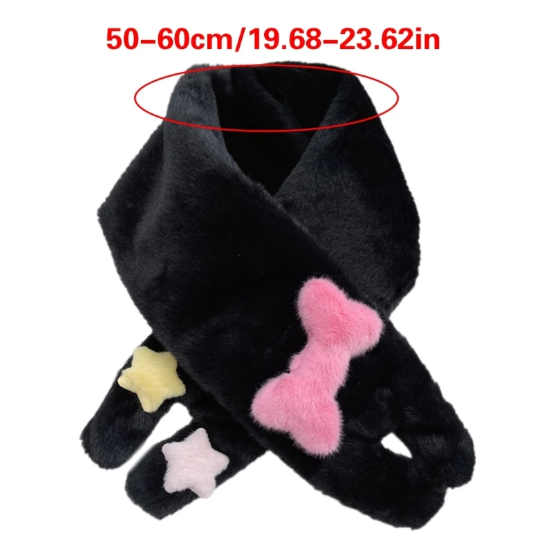 Women Thicken Gloves Furry Bowknot Neck Warmer for Climbing Skiing Sports D5QB