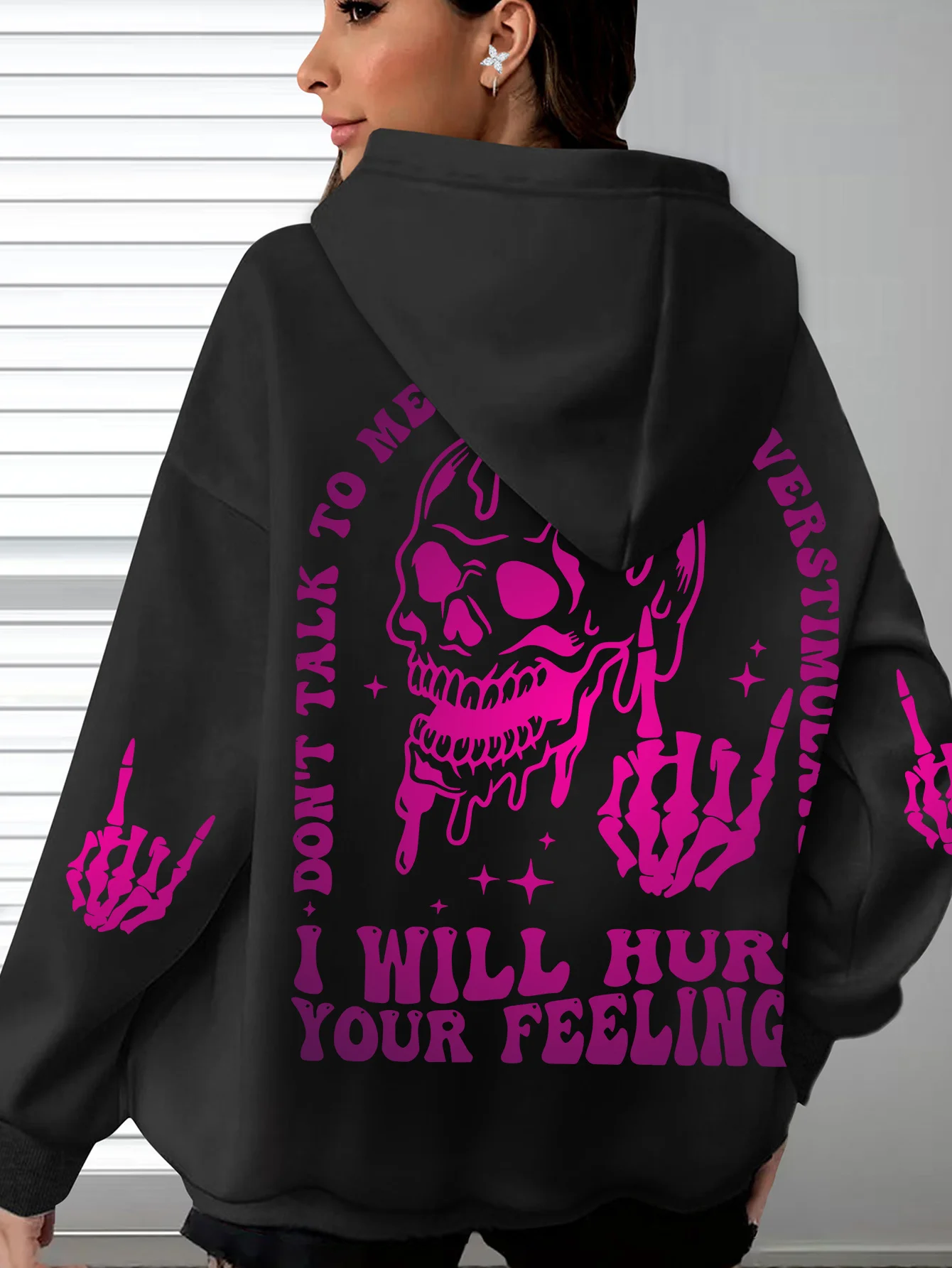 

Autumn/Winter Hoodie Y2K Dark Harajuku Rock Skull INS Lazy American Street Oversized Women's and Children's Top Coat