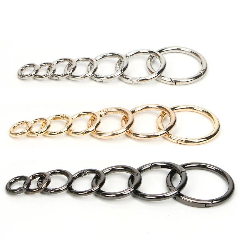 10pcs Spring O Rings Round Carabiner Snap Clip Trigger Spring Keyrings Buckle O Ring for Bags Purse Shoulder Strap Buckle