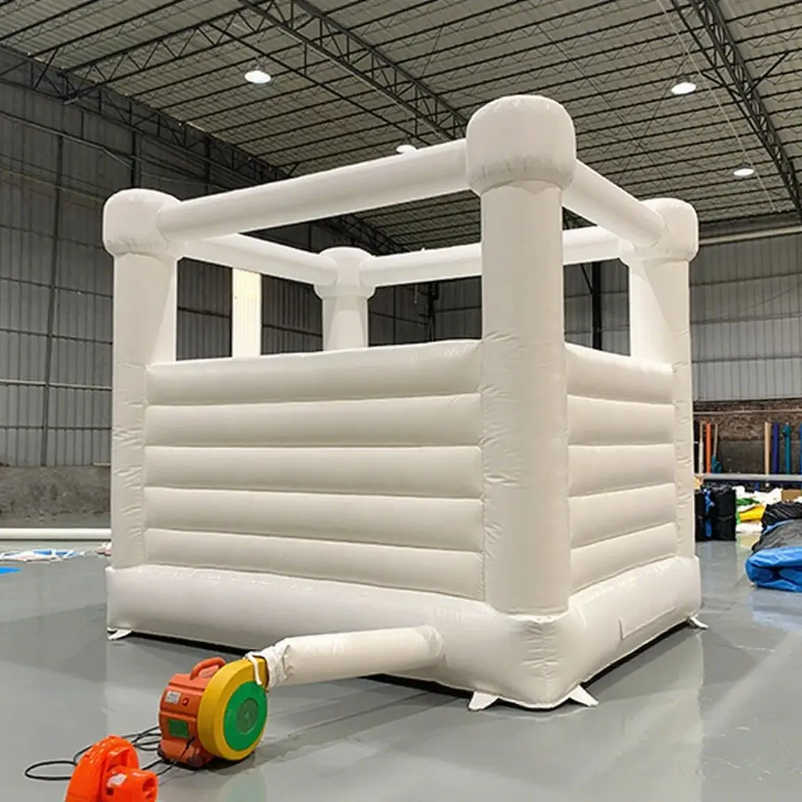 Castello con ponticello in PVC 100% White Bounce House per la festa di compleanno, la casa di rimbalzo di grado di matrimonio con ventilatore