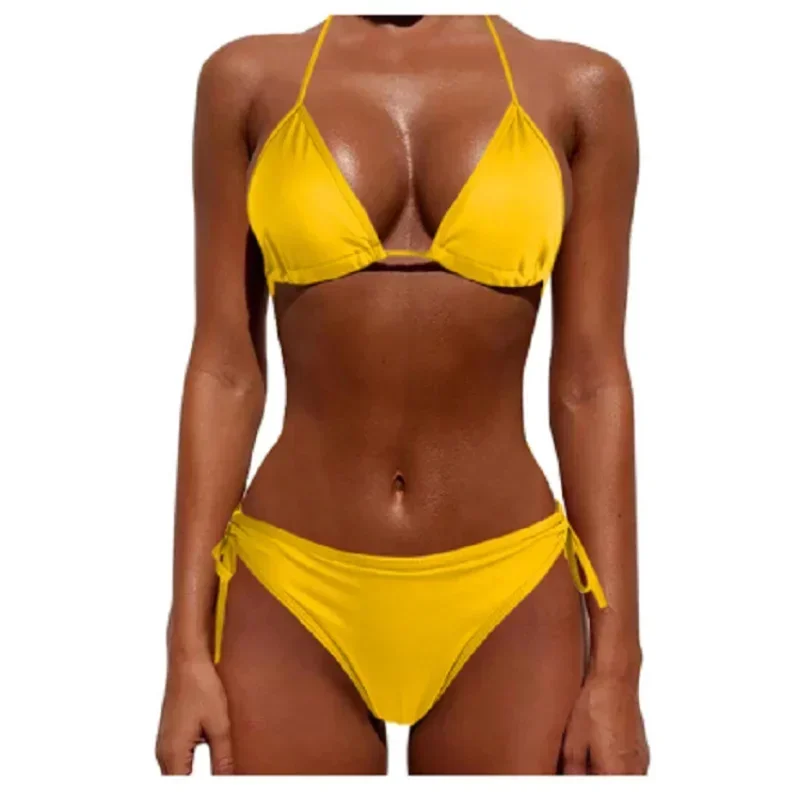 2 teile/satz Frauen Sommer Strand Bikini Bade bekleidung Damen Drei punkt sexy Badeanzug bequeme Unterwäsche atmungsaktive weiche Dessous neu