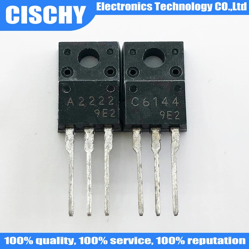 10pcs/lot=5pair (5pcs A2222 + 5pcs C6144)  2SA2222 2SC6144 TO-220F In Stock