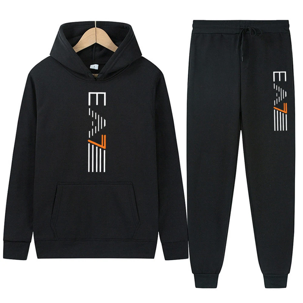 

2026 Men's and Women's Autumn/Winter Pattern Casual Two Piece Hooded Sports Shirt and Pocket Pants Regular Fit Outdoor Sports Se