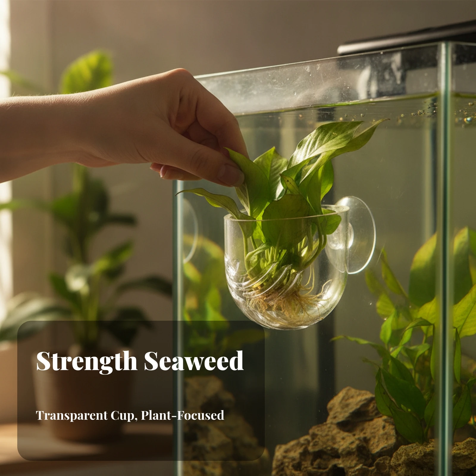 3 Pieces Aquatic Plant Pot Compact Aquatic Tank Plant Holder with Suction Cups Aquarium Cup with Suction Cup Transparent Clear