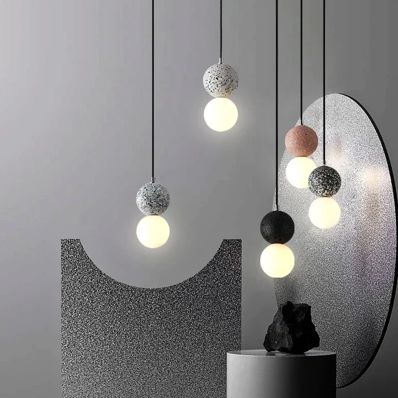 

Cave Stone Led Pendant Lamp Small Ball Ceiling Suspension Light Hanging for Bedroom Bedside Living Dining Room