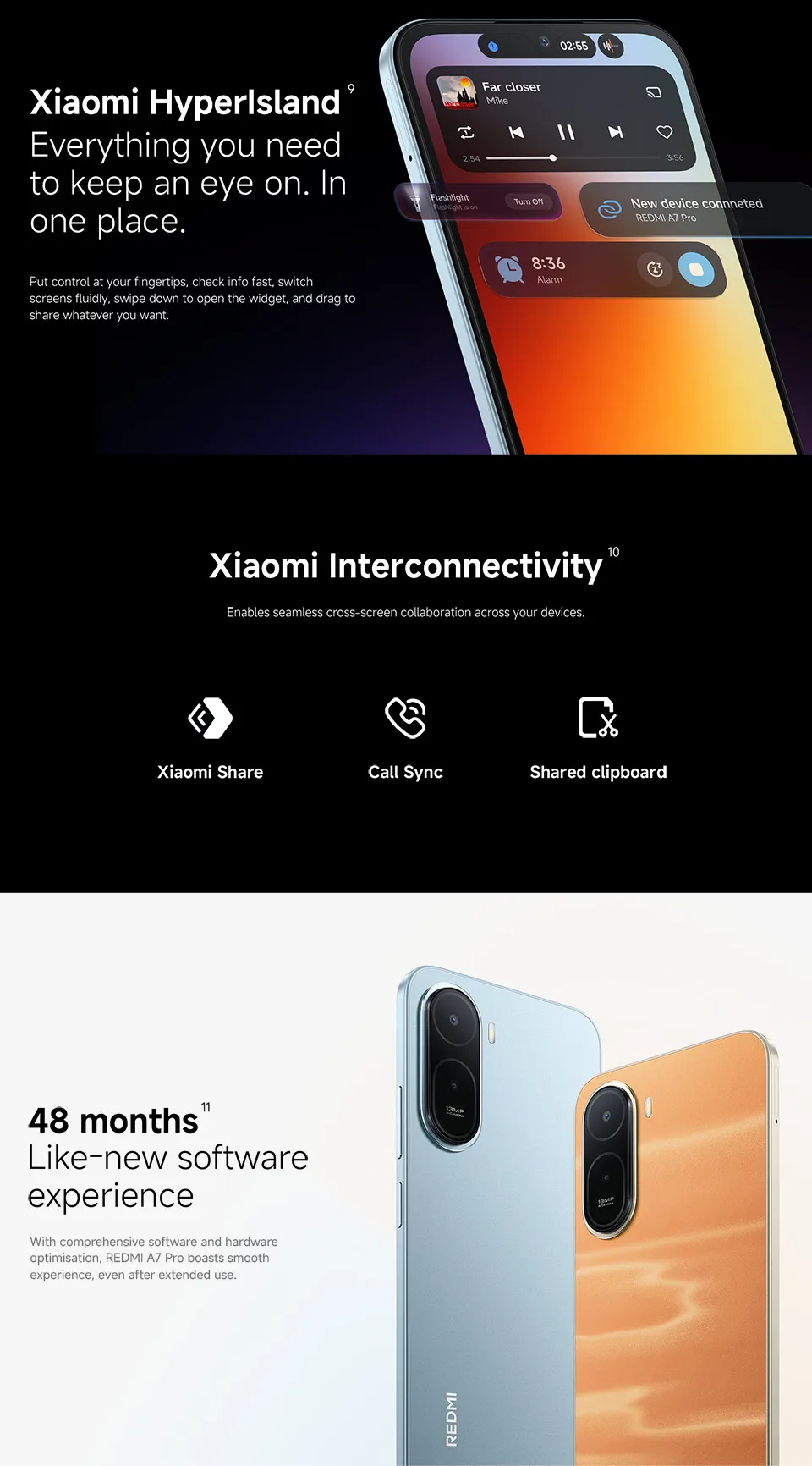 Global Version Xiaomi Redmi A7 Pro Smartphone ROM 6000mAh 15W Charging Octa-core UNISOC T7250 13MP Camera 120Hz 6.9" LCD Display