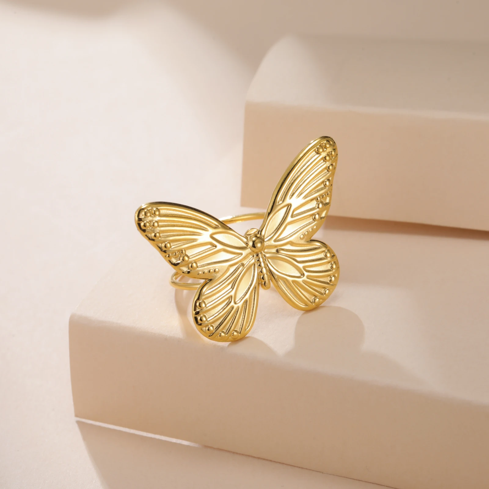 COOLTIME Schmetterling Offenen Frauen Ring Edelstahl Mode Einstellbare Finger Ring Schmuck Zubehör Großhandel Neue – Detail 14