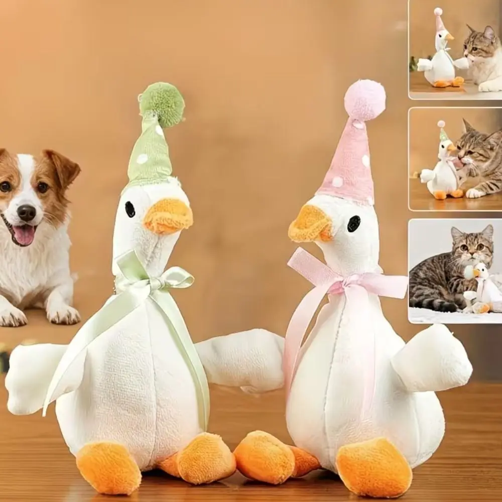 Training Tool Bite Resistant Dog Plush Toys White Goose Animals Shaped Dog Toy Goose Cute Pet Soothing Toys Relieve Boredom