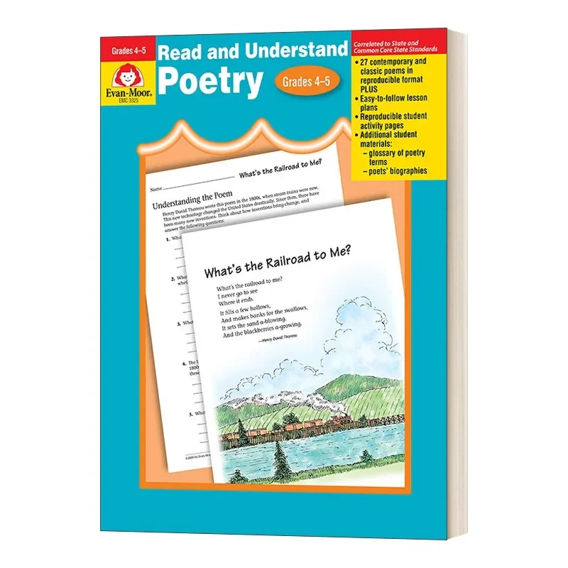 Evan-Moor Read and Understand Poetry, Grades 4-5 Workbook,aged 8 9 10 11 12, English book 9781557999931