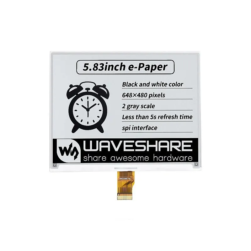 5.83 inch electronic paper electronic ink  display 648 * 480, black and white SPI, without PCB