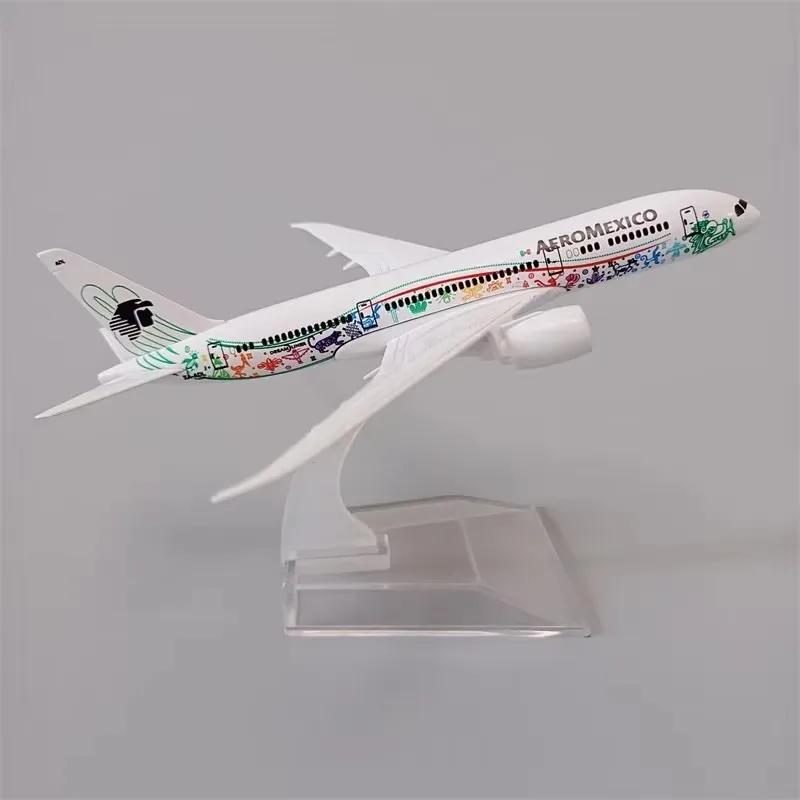Mexiko A320 Flugzeugmodell 16cm Legierung Metall Druckguss Lernspielzeug für Kinder mit Ständer Sammlerstück Flugzeug Geschenk