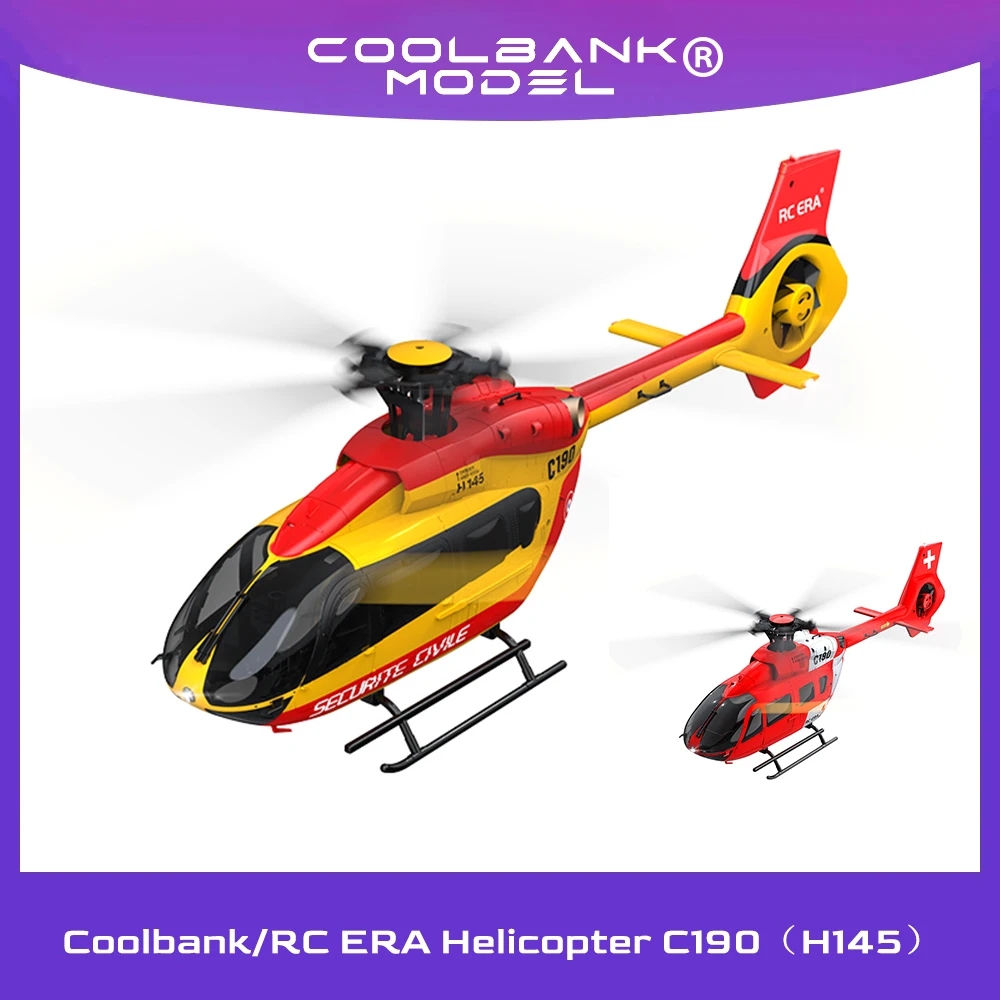 COOLBANK C190 RC 6CH optical flow fixed height dual brushless single rotor aileron free like real version rc helicopter H145 Toy