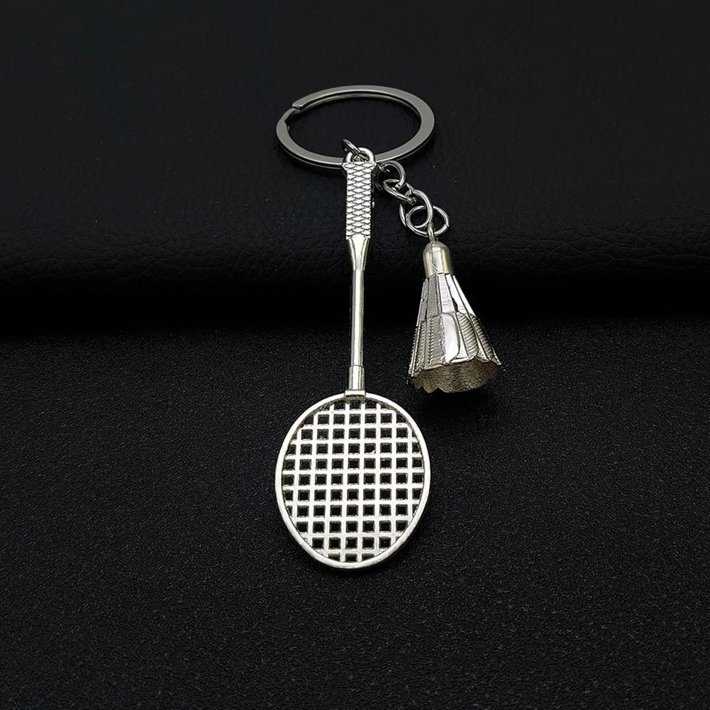 1PC Alloy Badminton Racket Keychain Sports Souvenir Pendant Car Bag Decoration Key Chain Home Decoraction Sport Style