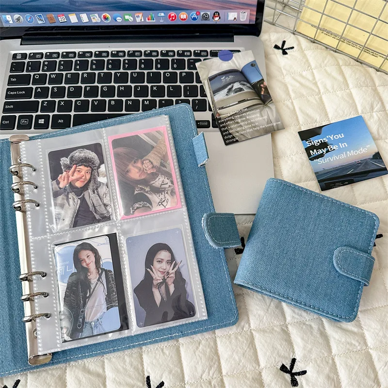 A5 A8 Blue Denim Fabric with Love DIY Binder Cover Notebook Cover Diary Agenda Planning Paper Cover School Stationery