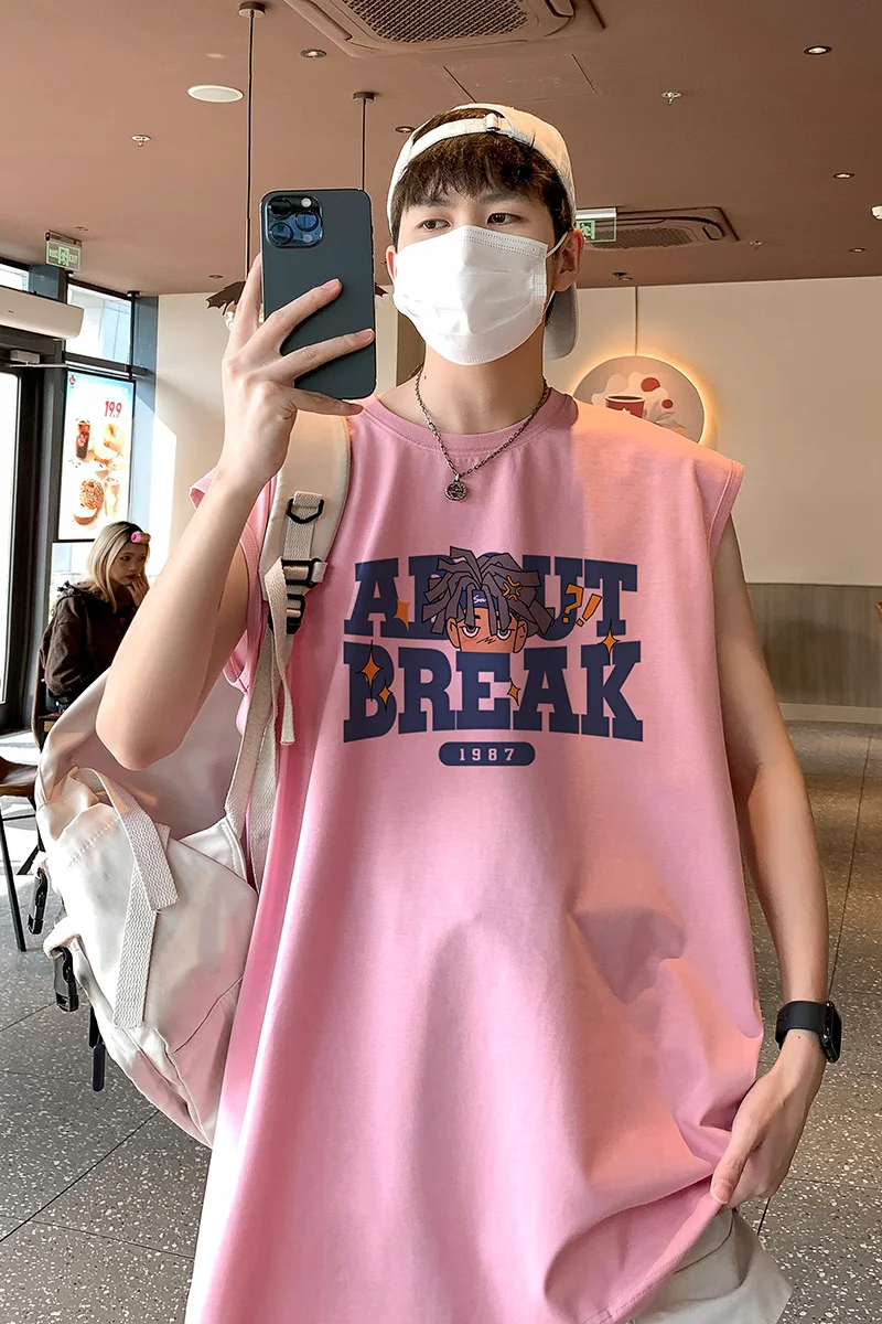 Couple\'s multi-color sports comfortable breathable high-quality casual loose cotton summer Trend thin version Sleeveless