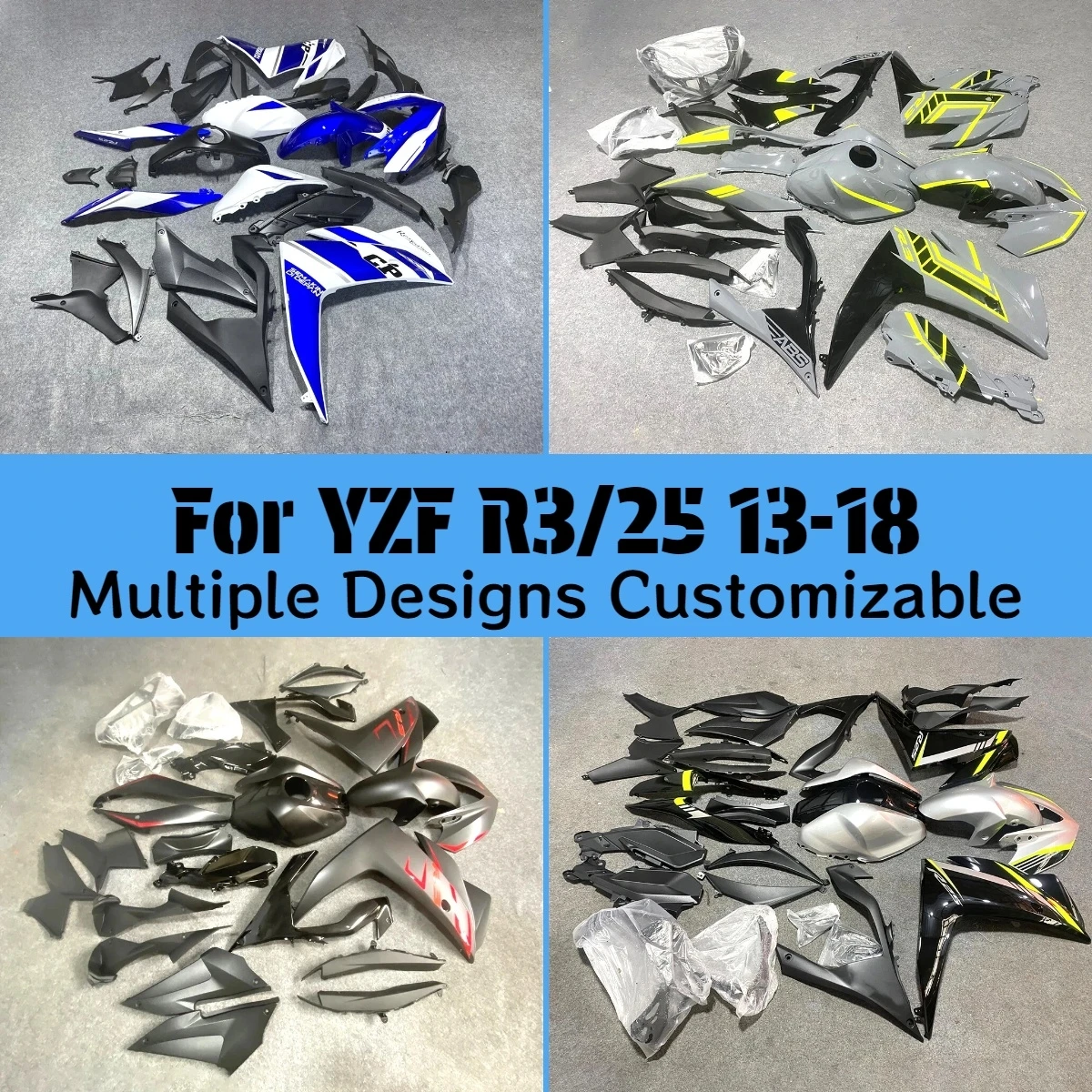 Full Fairings for YAMAHA YZF-R3 R25 2013-2018 Motorcycle Fairing Kit Injection Bodywork Set Complete Parts YZFR25 R3 13-18