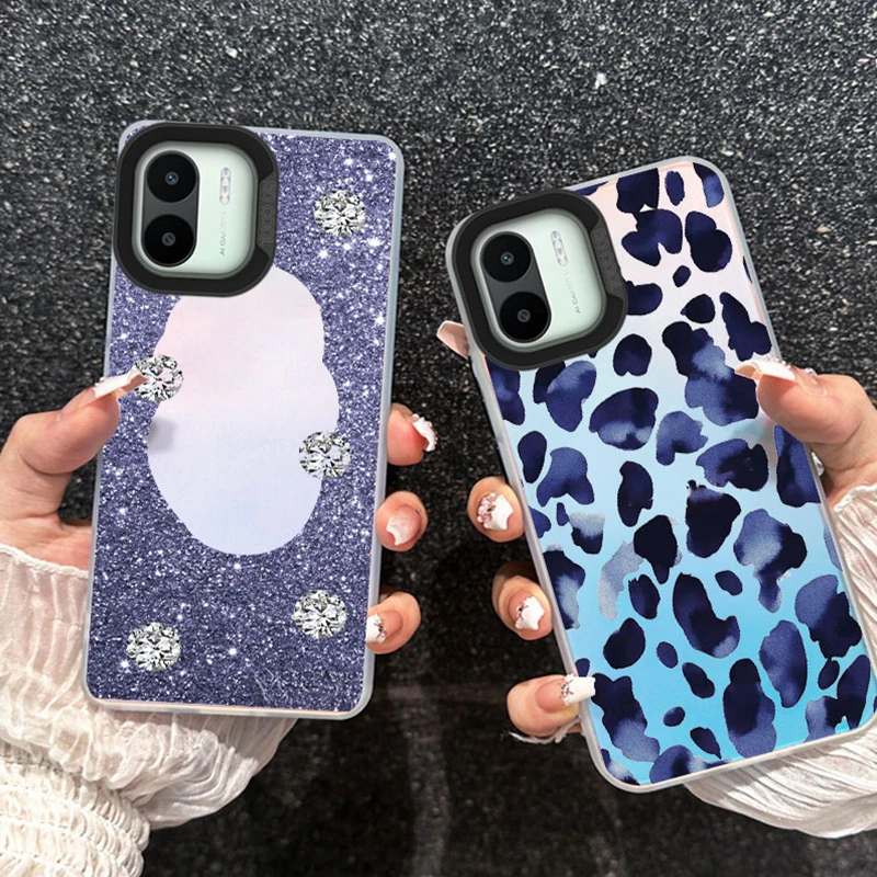 레오파드 패턴 대리석 아트 나비 휴대폰 케이스, 샤오미 레드미 A1 A2 플러스 4G 9 9A 9AT 포코 C50 C51 X3 NFC 후면 실리콘 커버