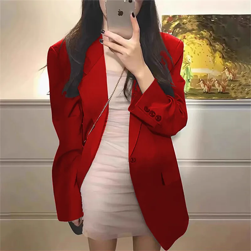 

2026 Lapel Long Sleeve Fitted Business Elegant Fashion Office Lady Blazers NEW Blazer women's new gray casual suit for spring