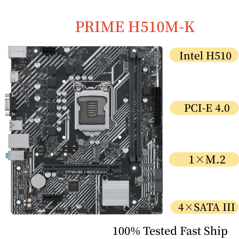 

For ASUS PRIME H510M-K Motherboard H510 64GB LGA 1200 DDR4 Micro ATX Mainboard 100% Tested Fast Ship